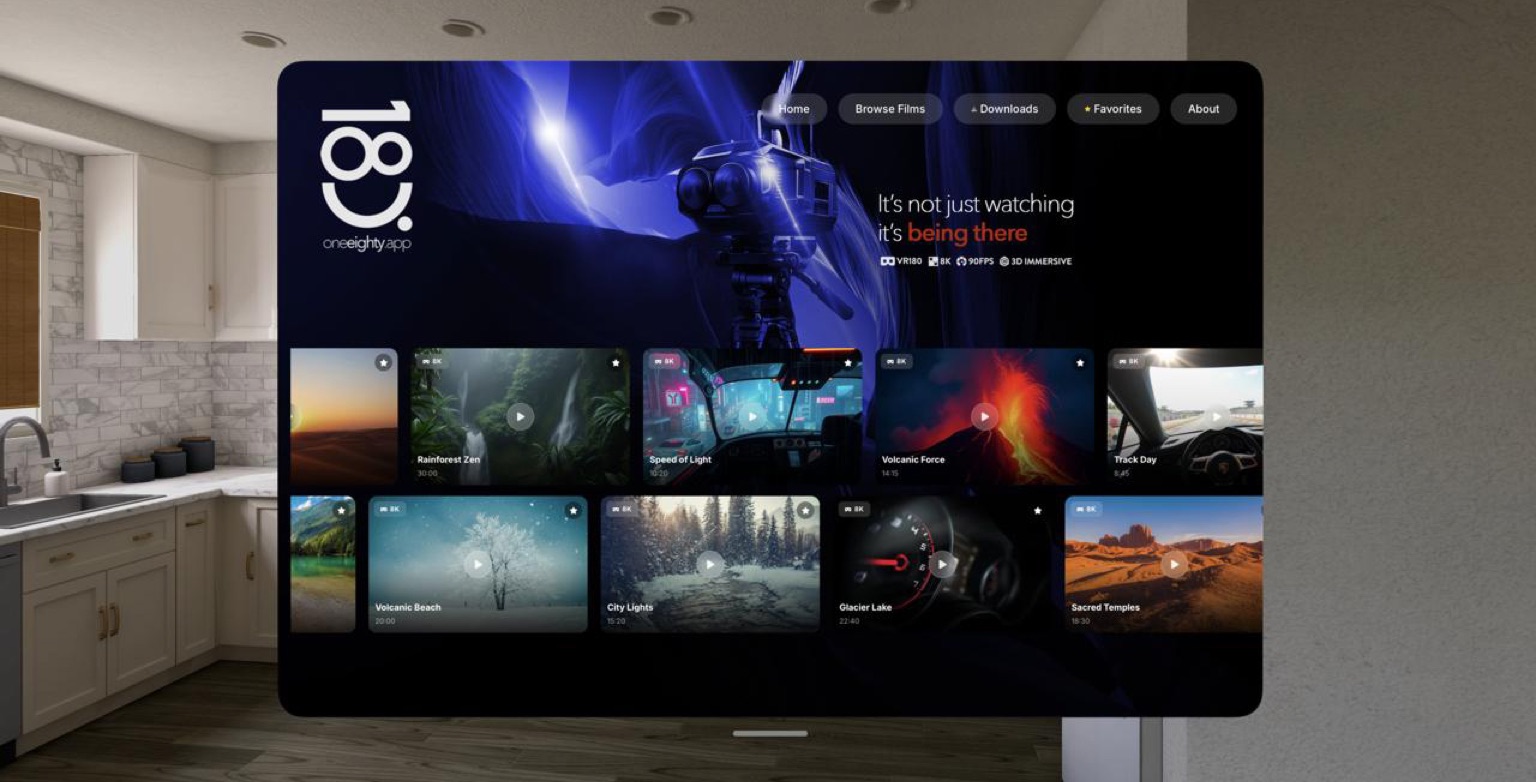 OneEighty App na Apple Vision Pro